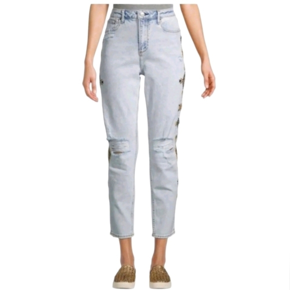 NEW Driftwood Gizelle Geometric Embroidered Straight Jeans Ladies Size 26 - Picture 4 of 12